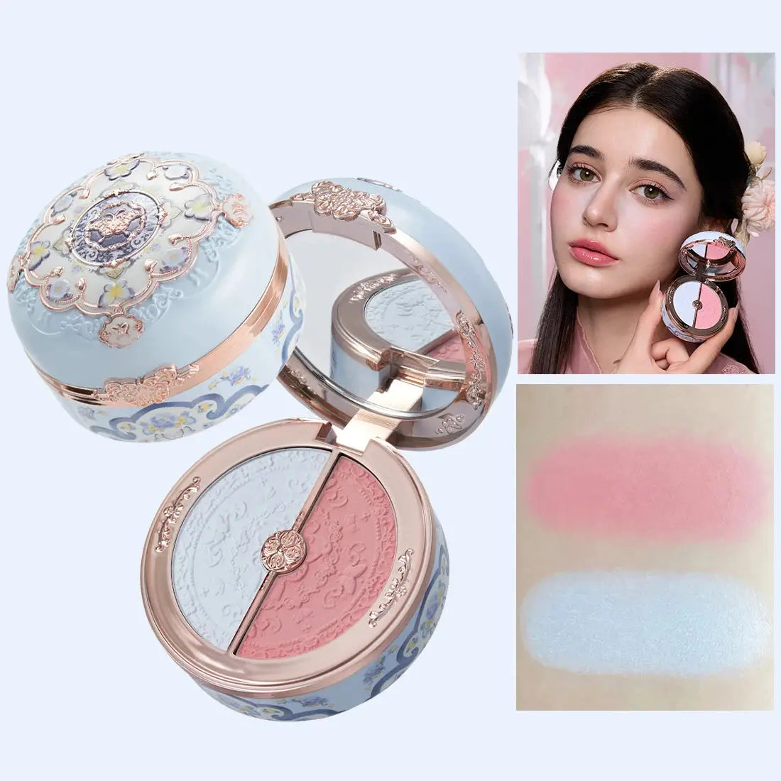 Flower Knows Butterfly Cloud Blush Duo Waterproof Long Lasting High Pigment Highlighting Powder Natural Glow Vegan Makeup - The Little Corner Shop Online