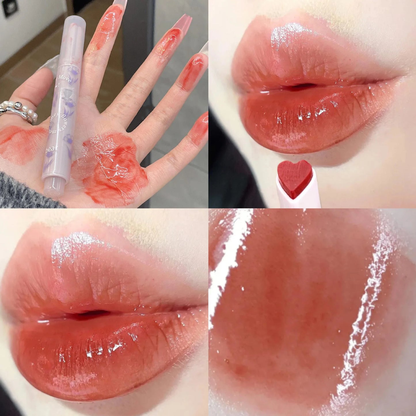 Adorable Heart Glossy Lip Tint – High Shine & Long Wear