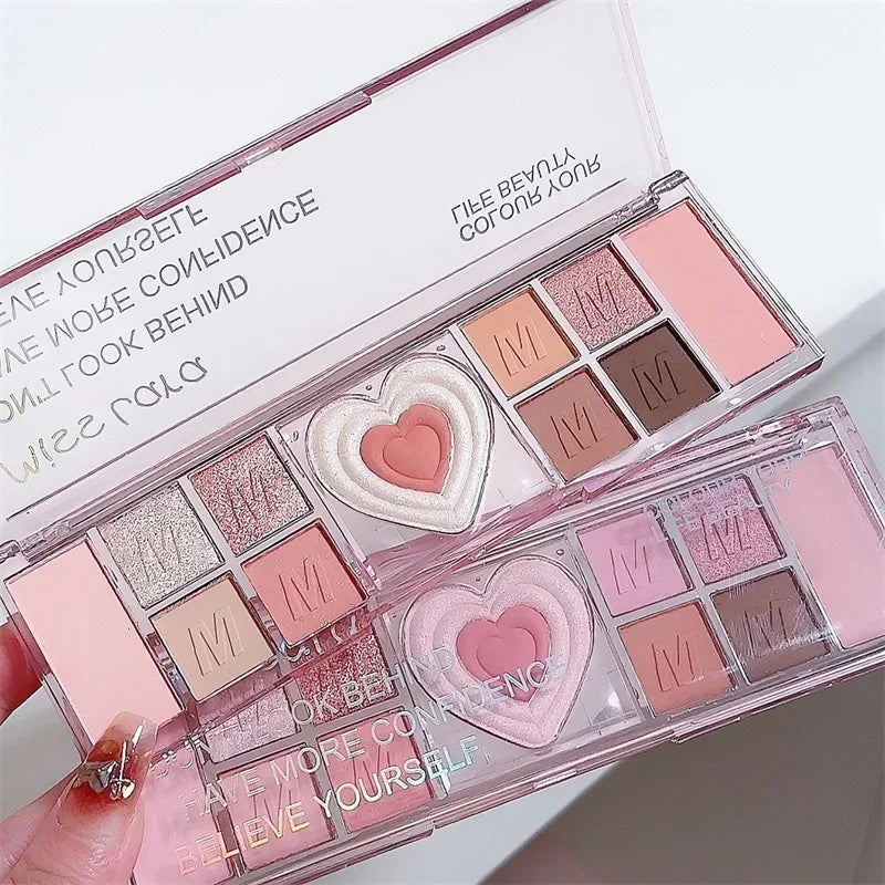 Adorable Heart Pink Eyeshadow Palette – Soft Romantic Glam