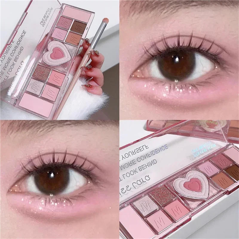 Adorable Heart Pink Eyeshadow Palette – Soft Romantic Glam
