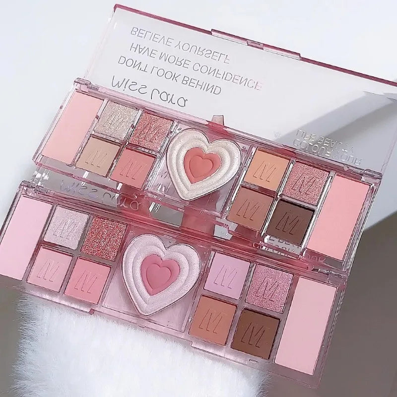 Adorable Heart Pink Eyeshadow Palette – Soft Romantic Glam