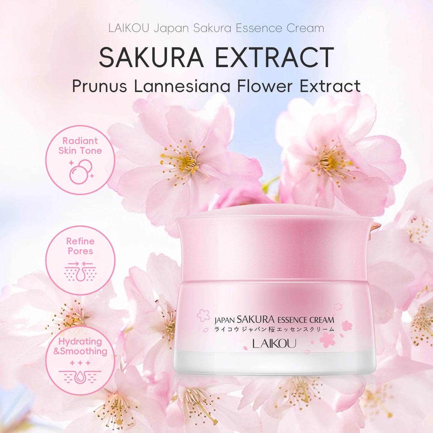LAIKOU Japan Sakura Essence Cream Repair Anti Wrinkle Cherry Blossoms Whitening Moisturizing Face Skin Care
