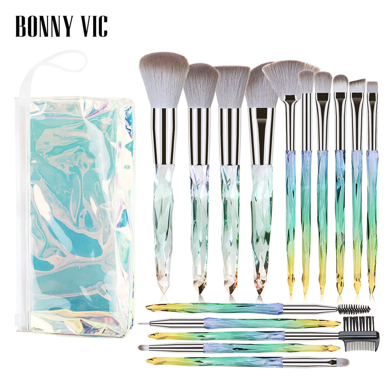 15 Pcs 15 Pcs Diamond Crystal Makeup Brush Set | Professional Makeup Tools for Foundation & Eyeshadow eprolo