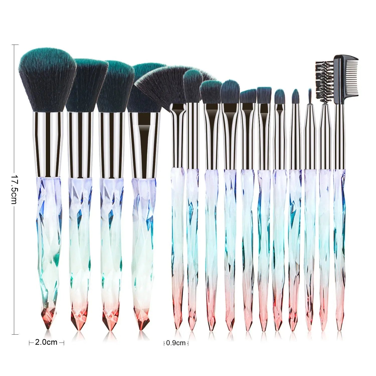 15 Pcs 15 Pcs Diamond Crystal Makeup Brush Set | Professional Makeup Tools for Foundation & Eyeshadow eprolo