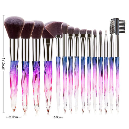 15 Pcs 15 Pcs Diamond Crystal Makeup Brush Set | Professional Makeup Tools for Foundation & Eyeshadow eprolo