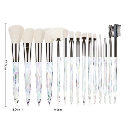 15 Pcs 15 Pcs Diamond Crystal Makeup Brush Set | Professional Makeup Tools for Foundation & Eyeshadow eprolo