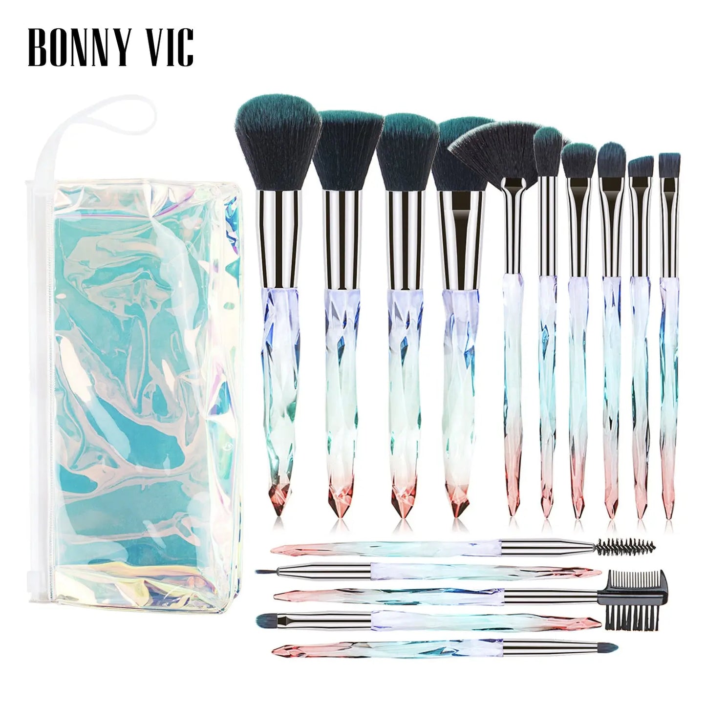 15 Pcs 15 Pcs Diamond Crystal Makeup Brush Set | Professional Makeup Tools for Foundation & Eyeshadow eprolo