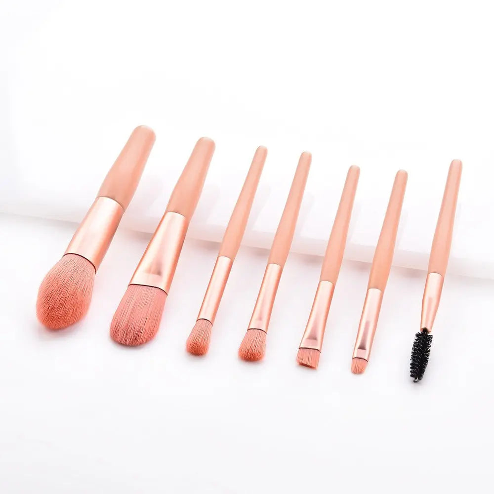 Cute Pink Makeup Brush Set 7pcs – Soft Nylon Face & Eye Brushes eprolo