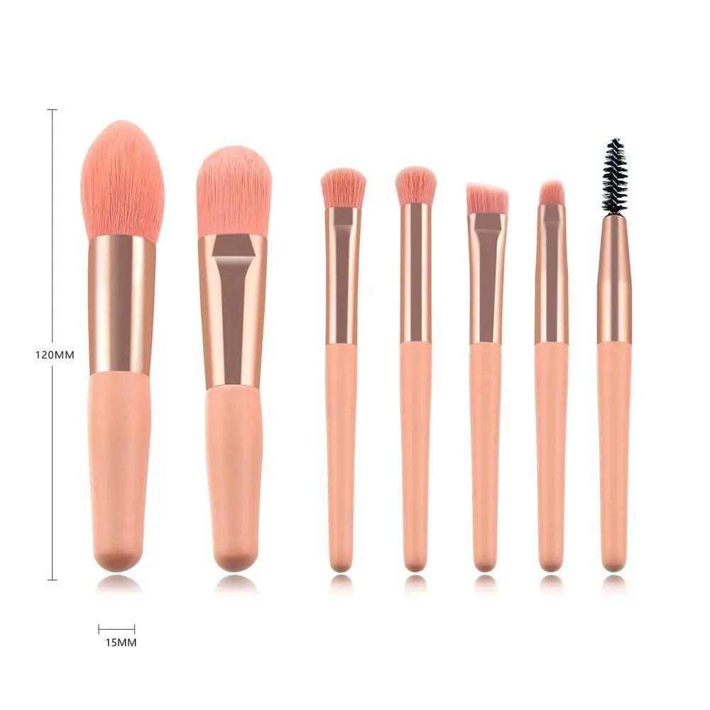 Cute Pink Makeup Brush Set 7pcs – Soft Nylon Face & Eye Brushes eprolo