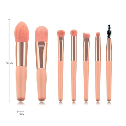 Cute Pink Makeup Brush Set 7pcs – Soft Nylon Face & Eye Brushes eprolo