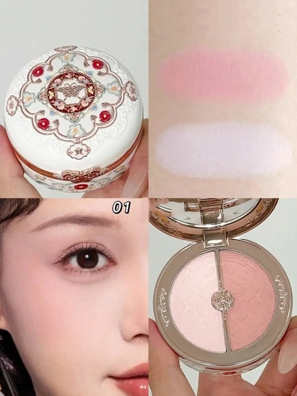 Flower Knows Butterfly Cloud Blush Duo Waterproof Long Lasting High Pigment Highlighting Powder Natural Glow Vegan Makeup - The Little Corner Shop Online