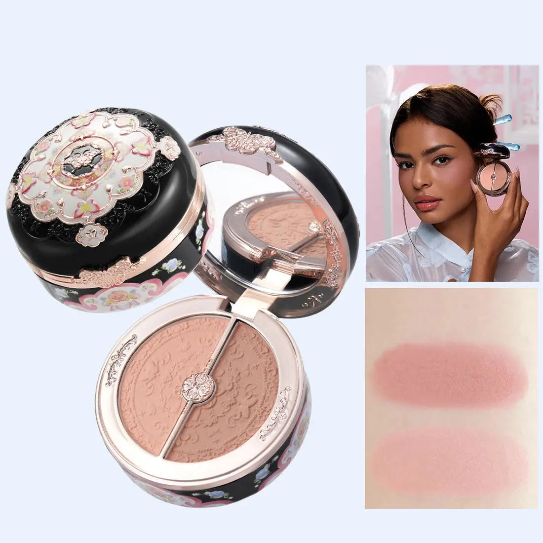 Flower Knows Butterfly Cloud Blush Duo Waterproof Long Lasting High Pigment Highlighting Powder Natural Glow Vegan Makeup - The Little Corner Shop Online