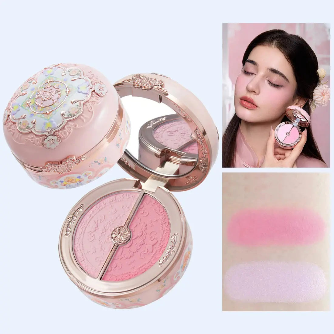Flower Knows Butterfly Cloud Blush Duo Waterproof Long Lasting High Pigment Highlighting Powder Natural Glow Vegan Makeup - The Little Corner Shop Online