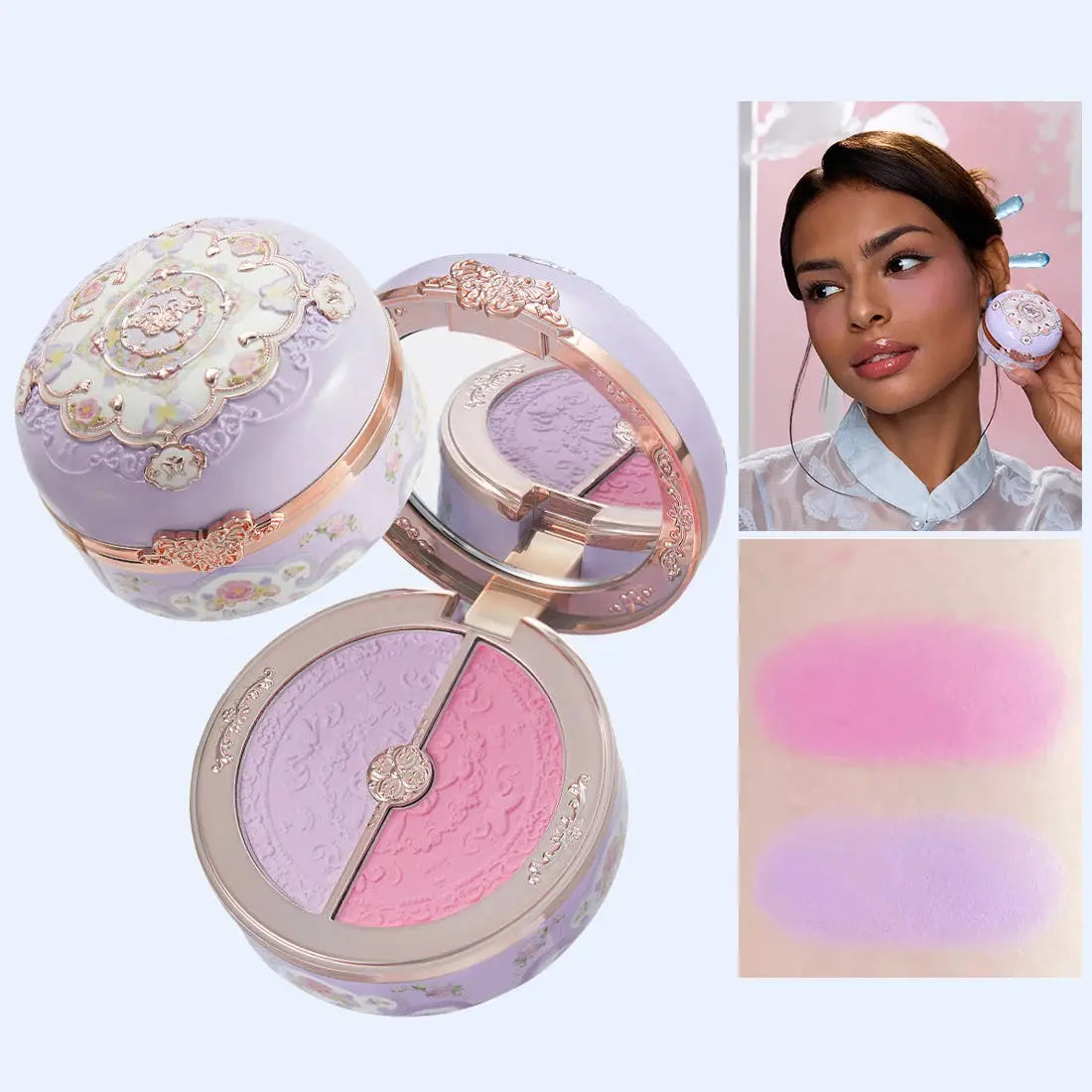 Flower Knows Butterfly Cloud Blush Duo Waterproof Long Lasting High Pigment Highlighting Powder Natural Glow Vegan Makeup - The Little Corner Shop Online