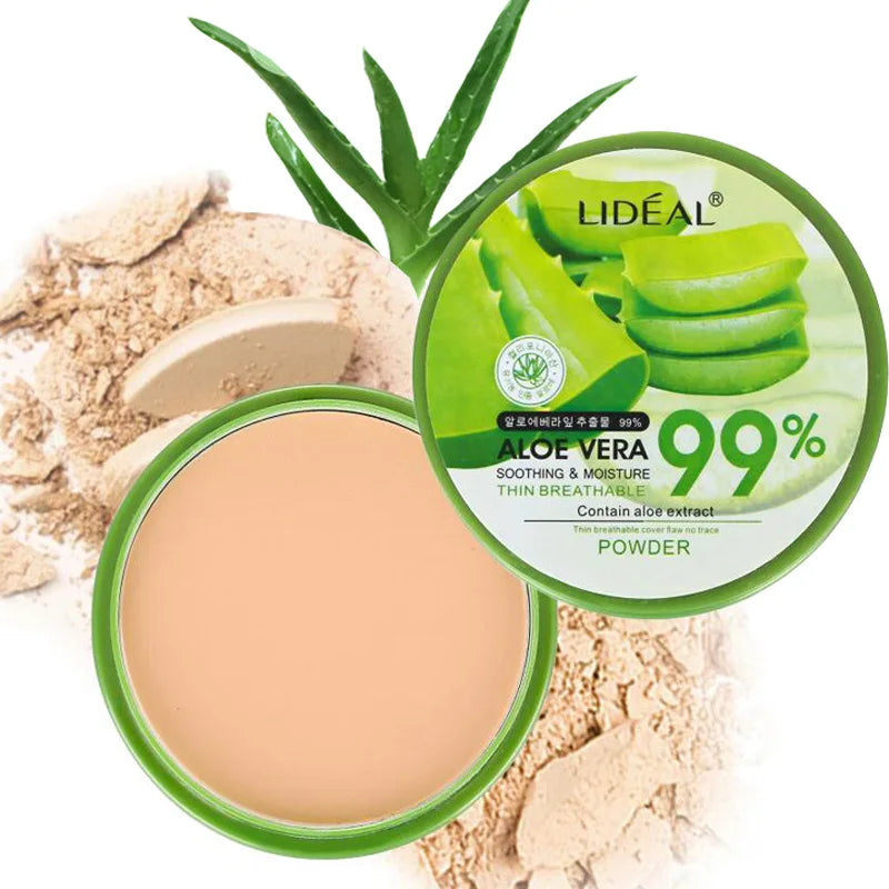 LIDEAL 99% Aloe Vera Pressed Powder – Oil Control & Hydrating Face Compact