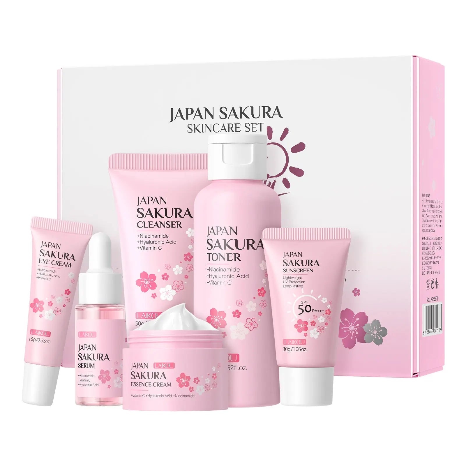 LAIKOU Cherry Blossom 6-Piece Skincare Set – Hydrate & Brighten eprolo