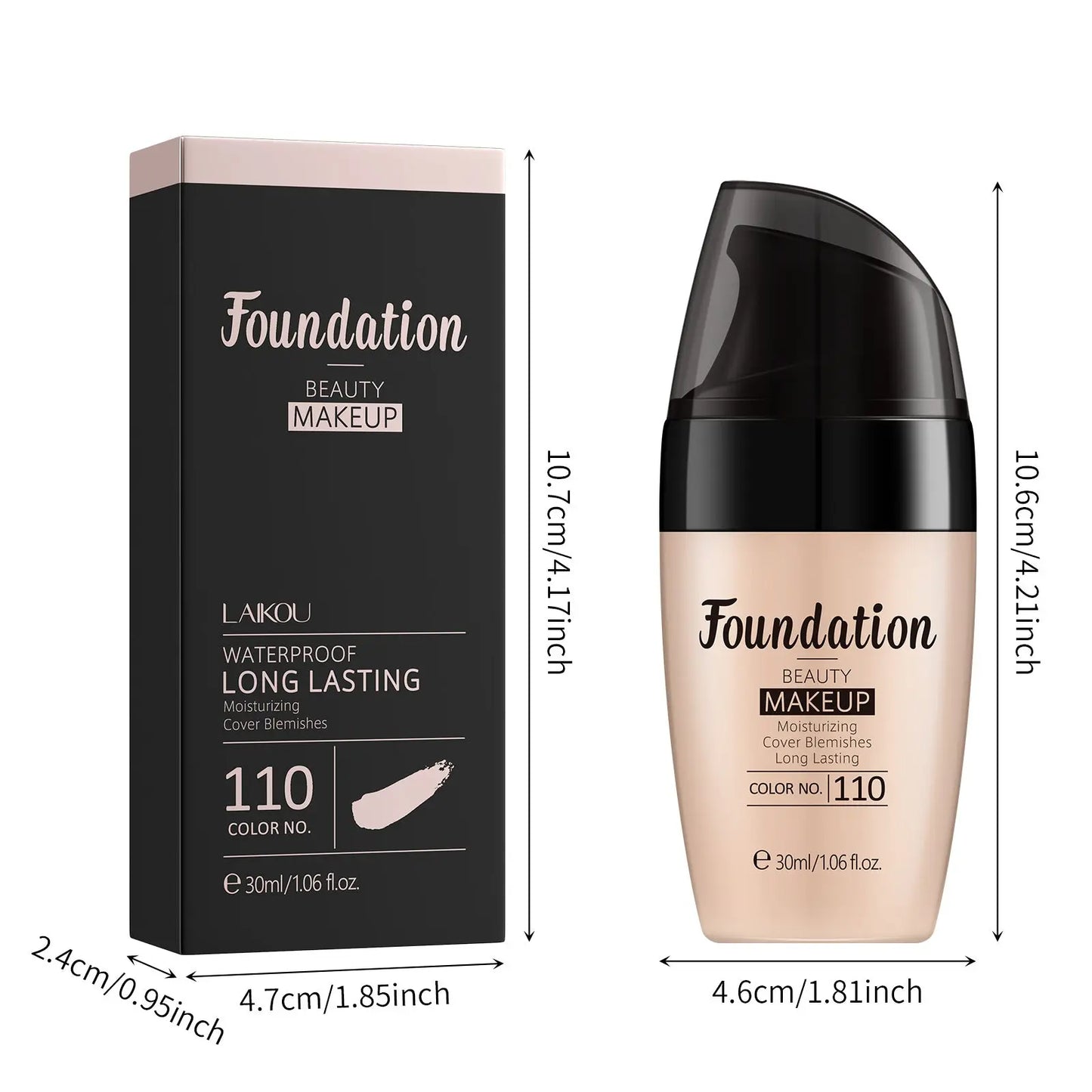 Laikou Liquid Foundation 30ml Multi-Color Optional Moisturizing Fda Cross-Border Export Cosmetics Full English Makeup eprolo