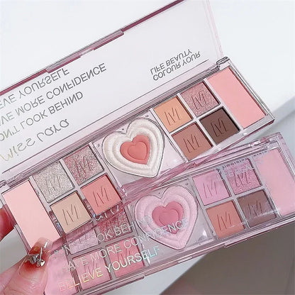 Adorable Heart Pink Eyeshadow Palette – Soft Romantic Glam