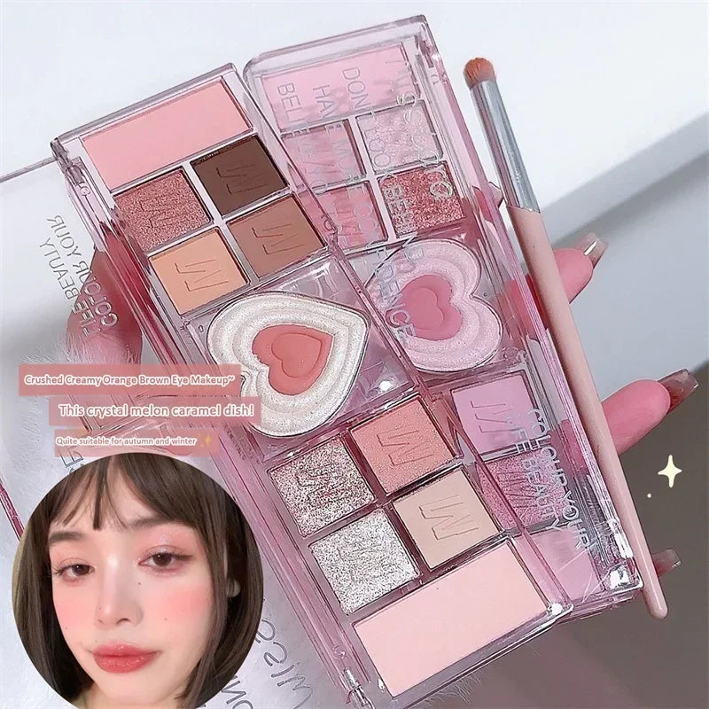 Adorable Heart Pink Eyeshadow Palette – Soft Romantic Glam