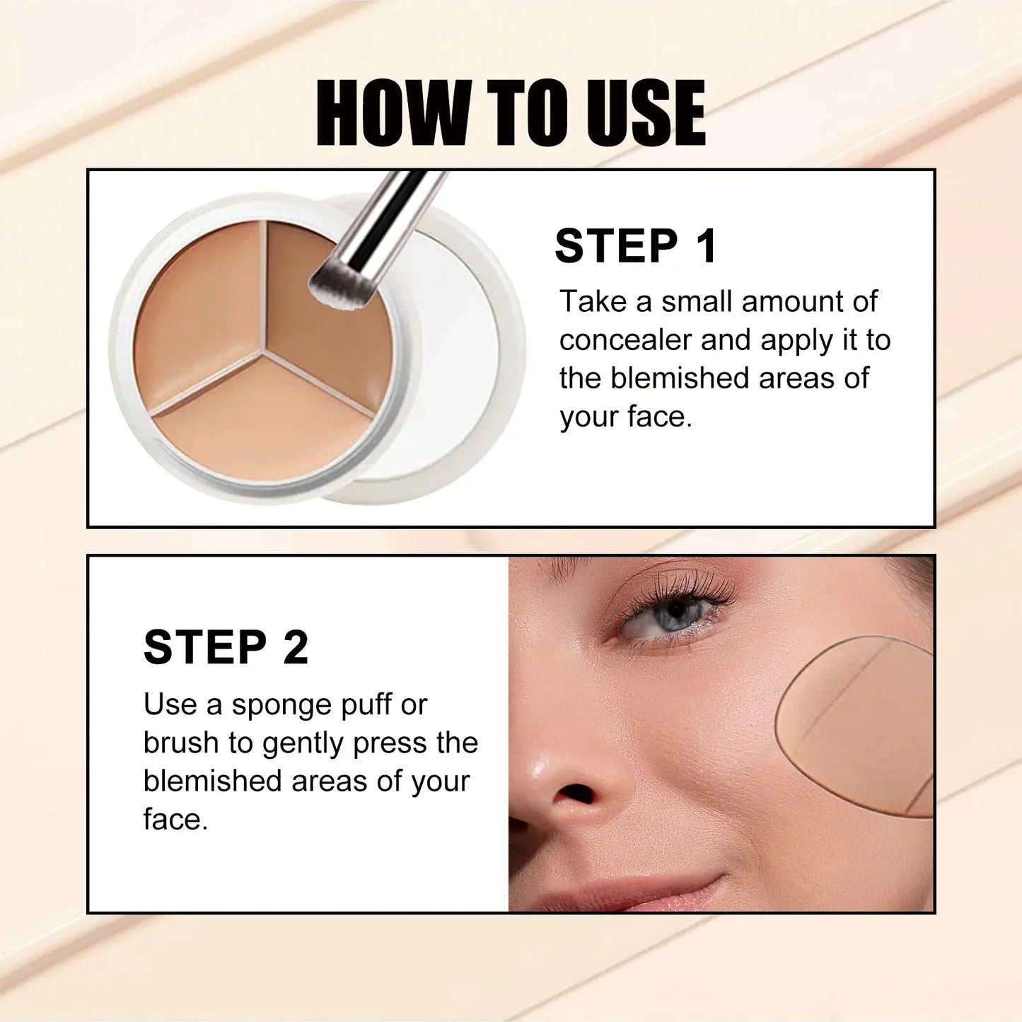 Three-Color Concealer Palette – Flawless, Hydrating Coverage eprolo