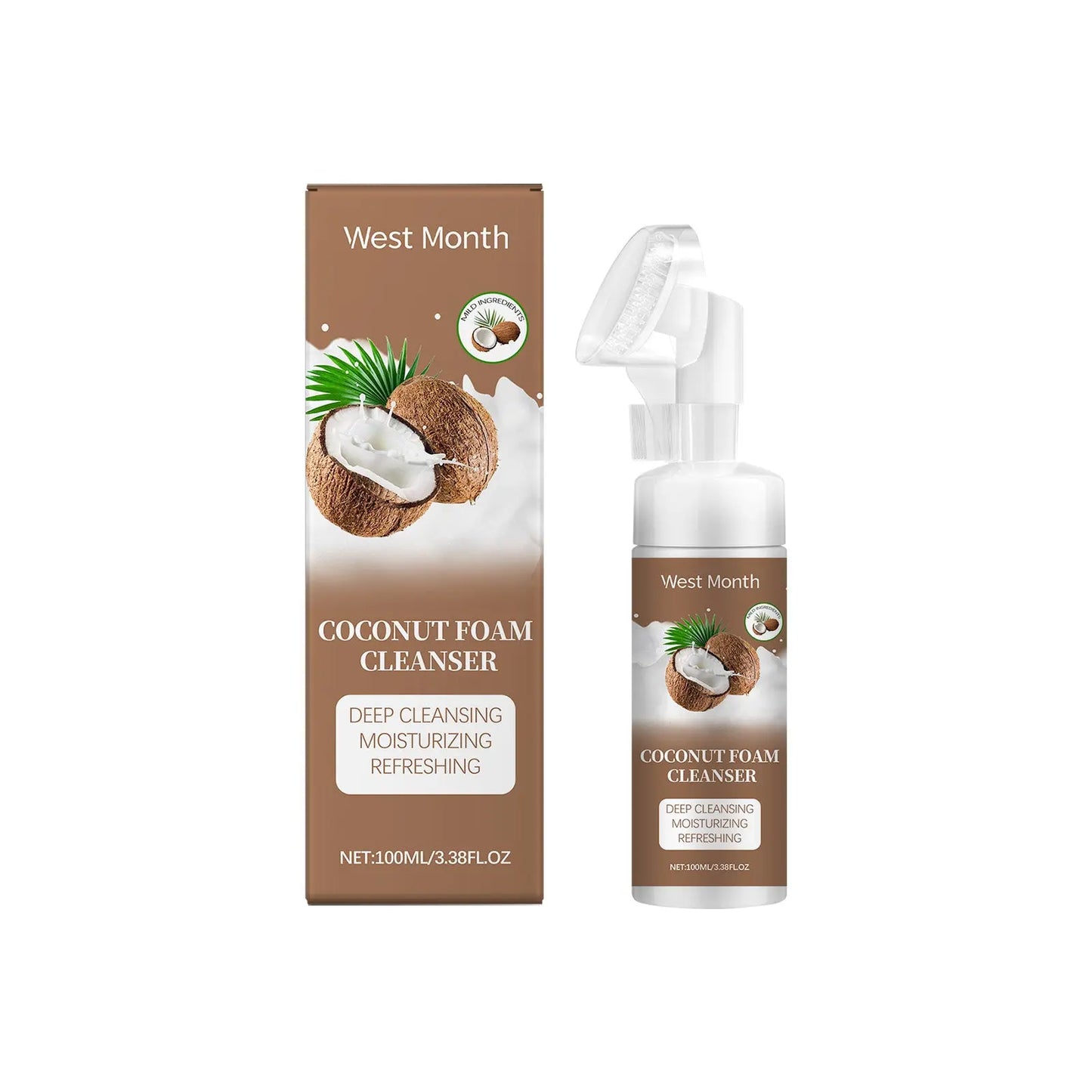 West&Month Coconut Foam Cleanser Gentle Pore Cleanser Refreshing Moist Cleanser eprolo